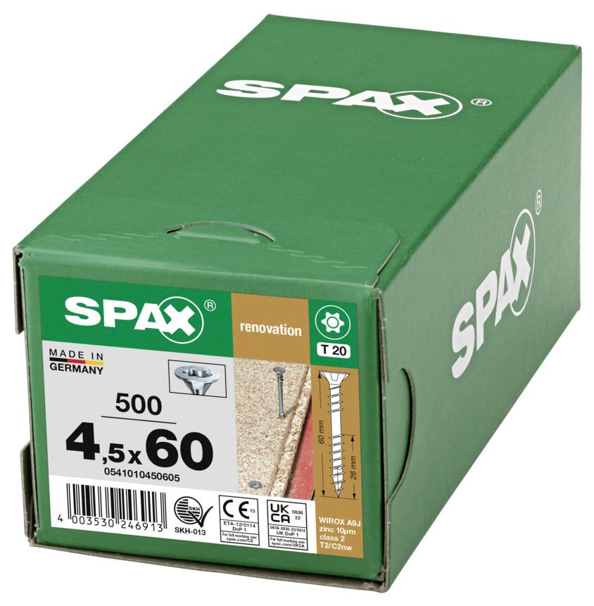 SPAX 0541010450605 Senkkopfschraube 4.5mm 60mm T-STAR plus Stahl 500St.
