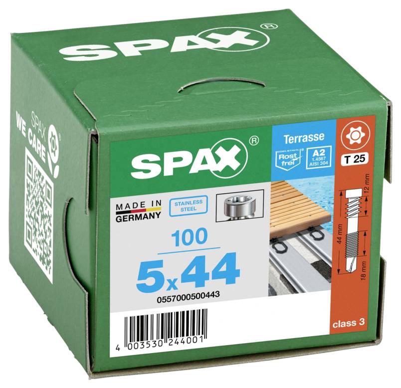 SPAX 0557000500443 Zylinderkopfschrauben-Sortiment 5mm 44mm T-STAR plus Edelstahl (rostfrei) 100St.