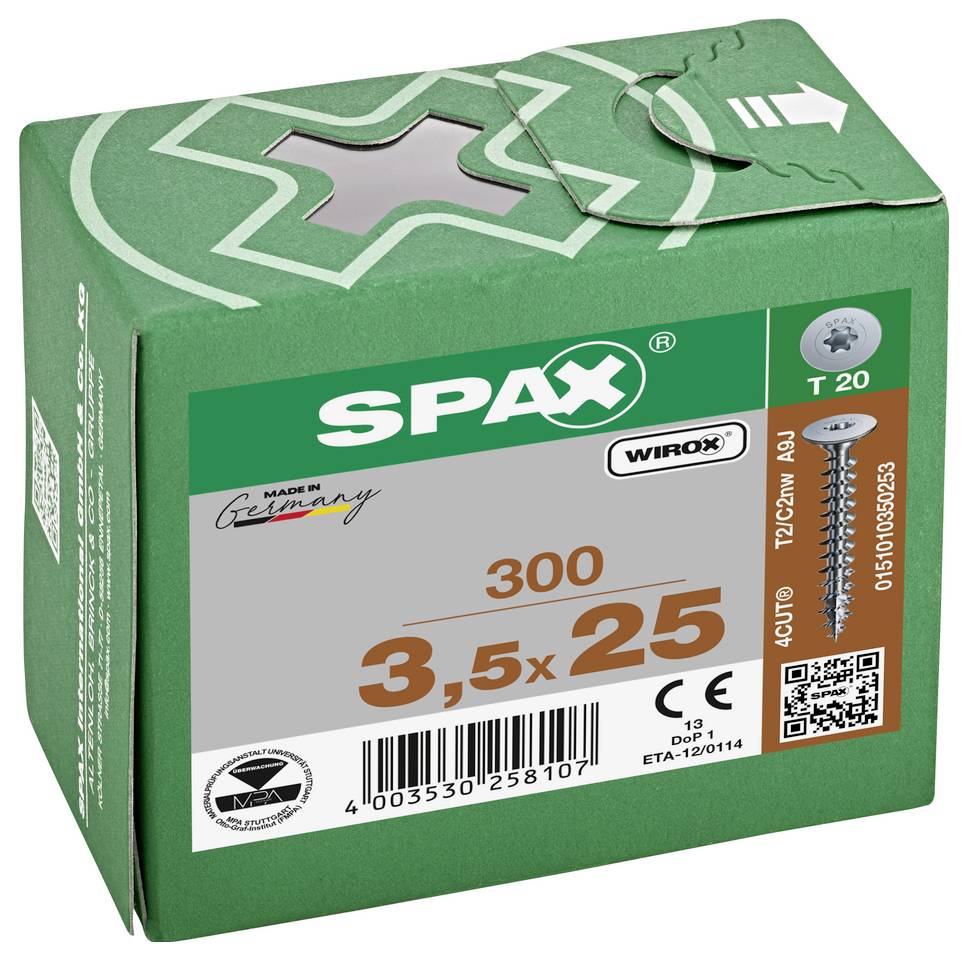 SPAX 0151010350253 Rückwandschrauben 3.5mm 25mm T-STAR plus Stahl 300St.