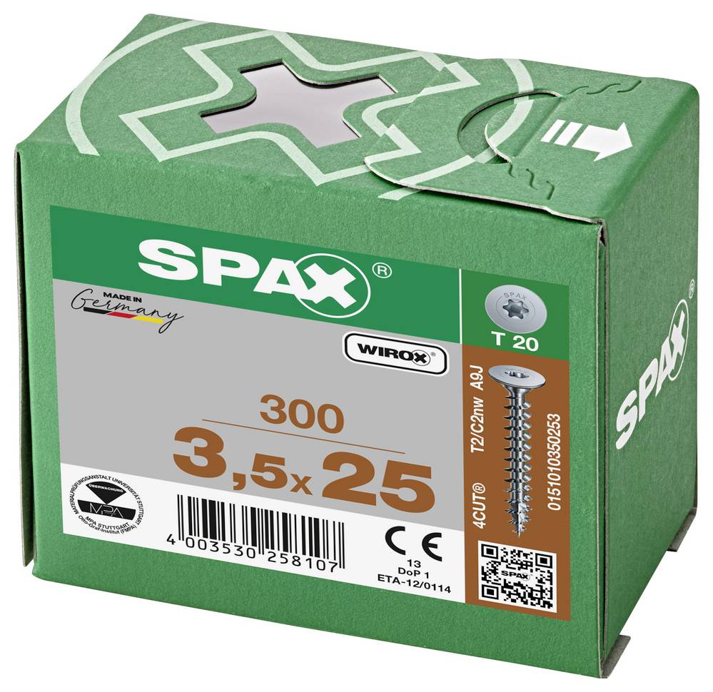 SPAX 0151010350253 Rückwandschrauben 3.5mm 25mm T-STAR plus Stahl 300St.
