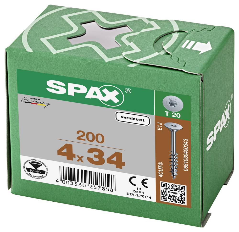 SPAX 0681030400343 Tellerschrauben 4mm 34mm T-STAR plus Stahl 200St.