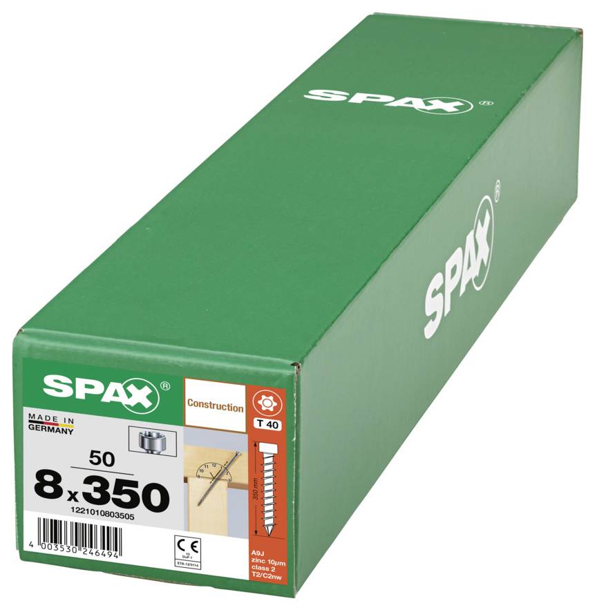 Grüne SPAX-Konstruktionsschraube Schachtel beschriftet mit 