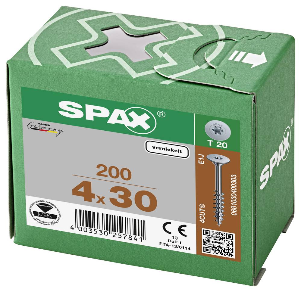 SPAX 0681030400303 Tellerschrauben 4mm 30mm T-STAR plus Stahl 200St.