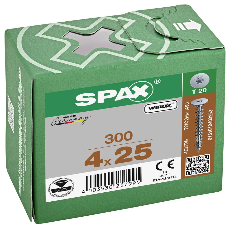 SPAX 0151010400253 Rückwandschrauben 4mm 25mm T-STAR plus Stahl 300St.