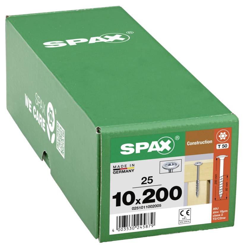 SPAX 0251011002005 Tellerschrauben 10mm 200mm T-STAR plus Stahl 25St.