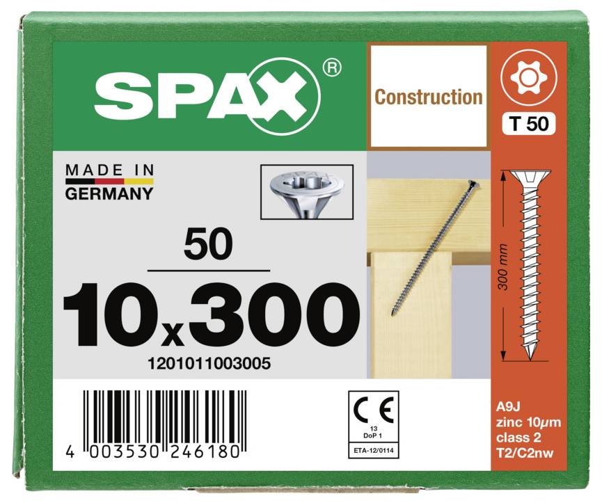 Karton SPAX Edelstahl-Torx-Holzschrauben, 4 x 60 mm, 100er Pack, Made in Germany, Klasse 3.