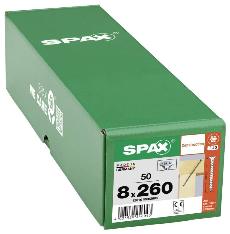 SPAX 1201010802605 Senkkopfschraube 8mm 260mm T-STAR plus Stahl 50St.