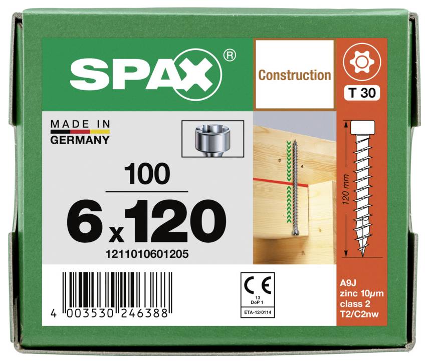 SPAX 1211010601205 Zylinderkopfschrauben-Sortiment 6mm 120mm T-STAR plus Stahl 100St.