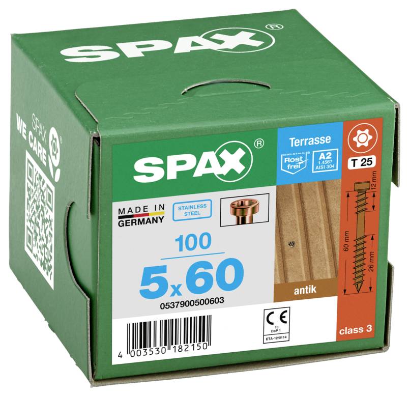 SPAX 0537900500603 Zylinderkopfschrauben-Sortiment 5mm 60mm T-STAR plus Edelstahl (rostfrei) 100St.