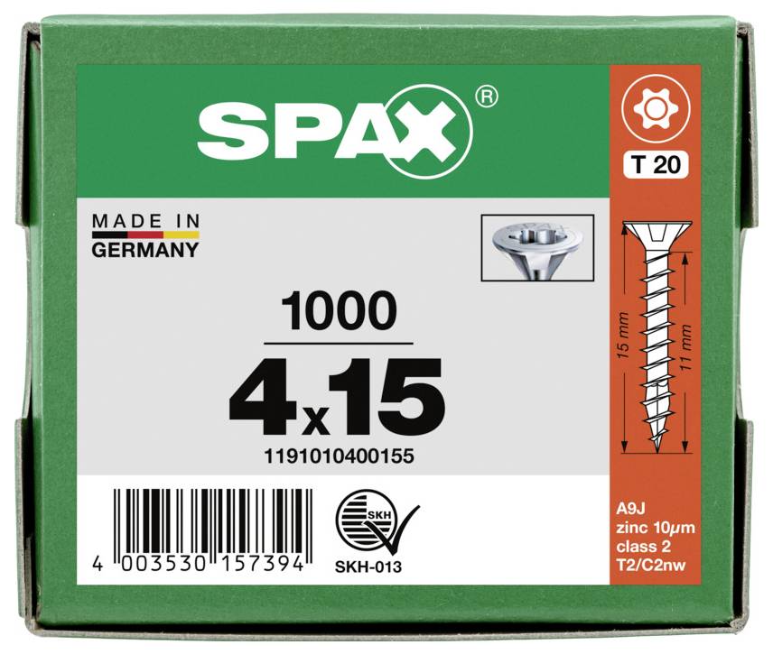 SPAX-Schraubenbox mit Bezeichnung „4x15