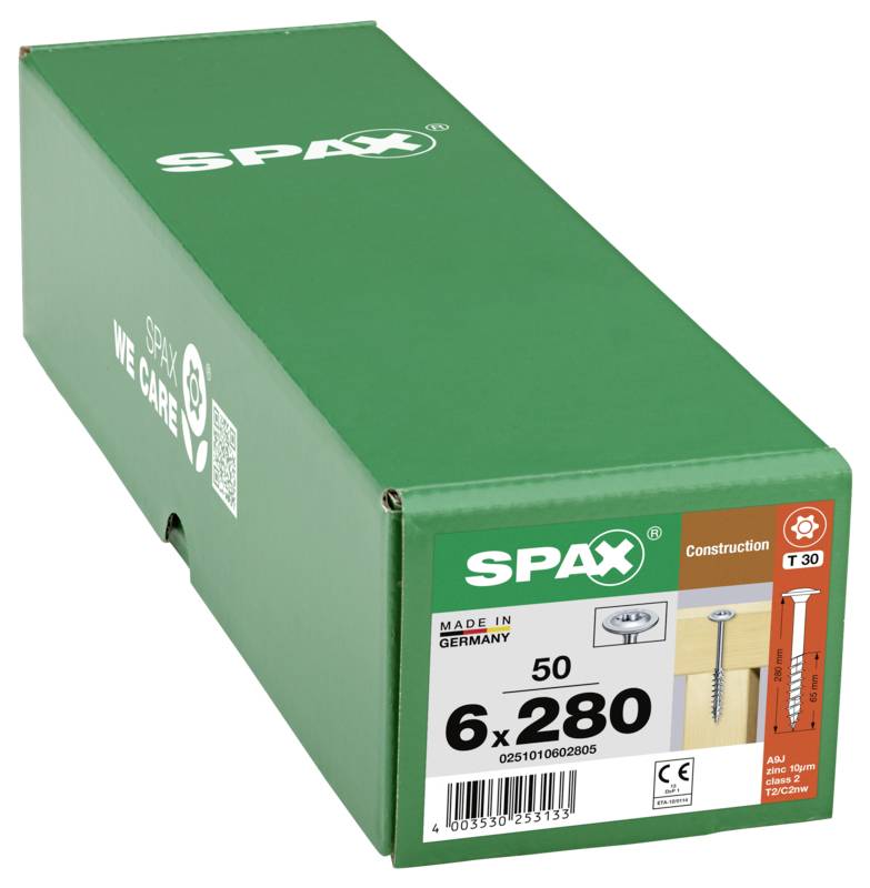 SPAX 0251010602805 Tellerschrauben 6mm 280mm T-STAR plus Stahl 50St.