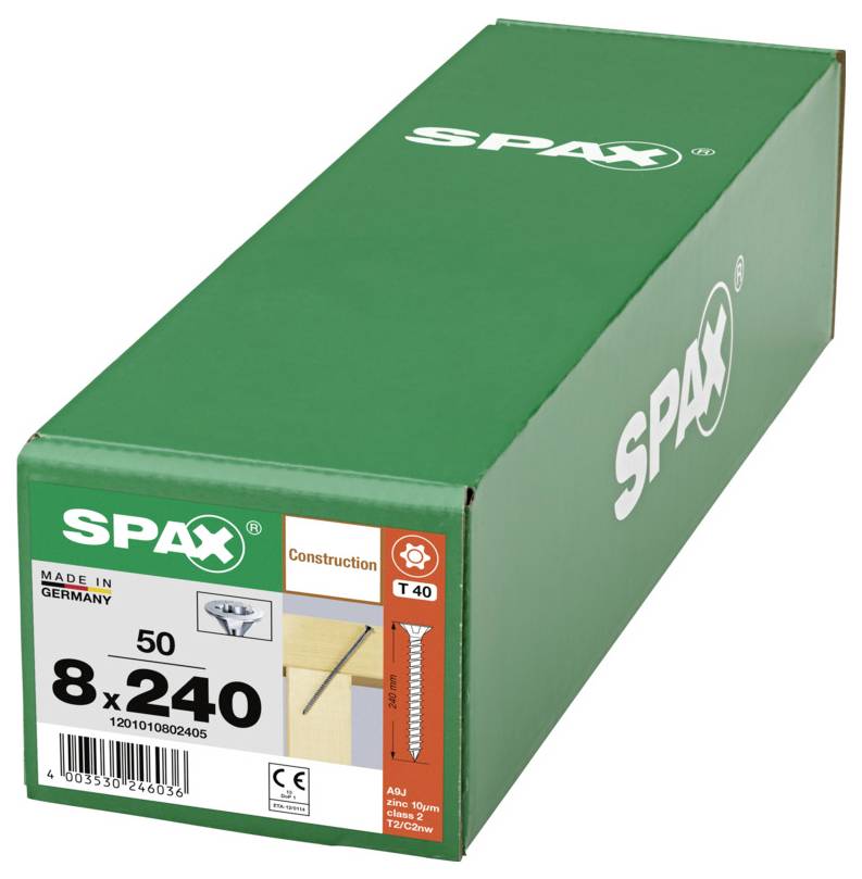 SPAX 1201010802405 Senkkopfschraube 8mm 240mm T-STAR plus Stahl 50St.