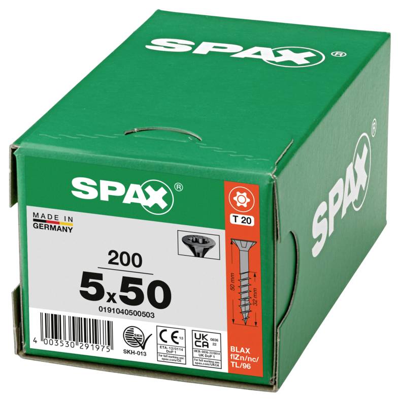 SPAX 0191040500503 Senkkopfschraube 5mm 50mm T-STAR plus Stahl 200St.