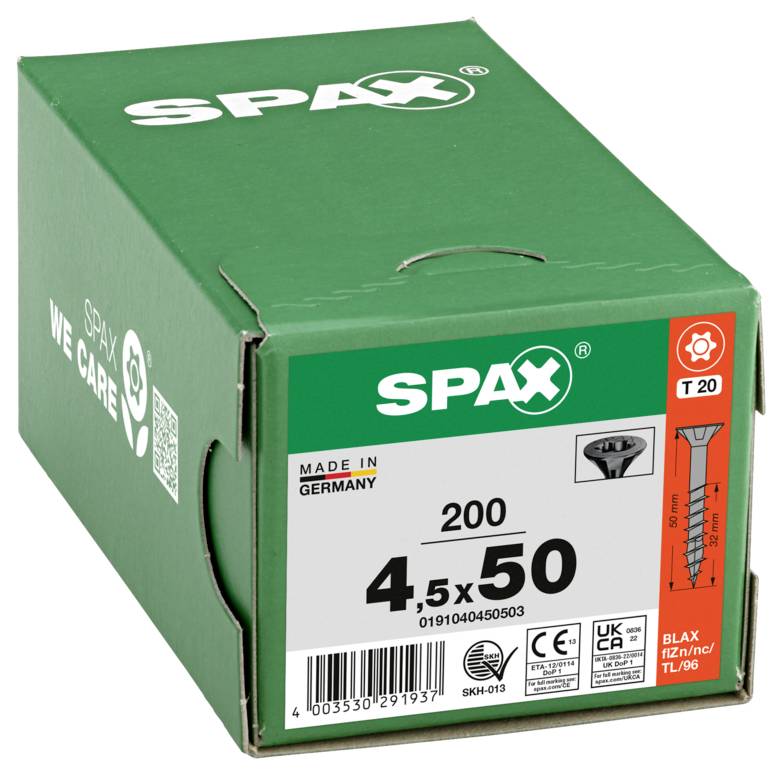SPAX 0191040450503 Senkkopfschraube 4.5mm 50mm T-STAR plus Stahl 200St.