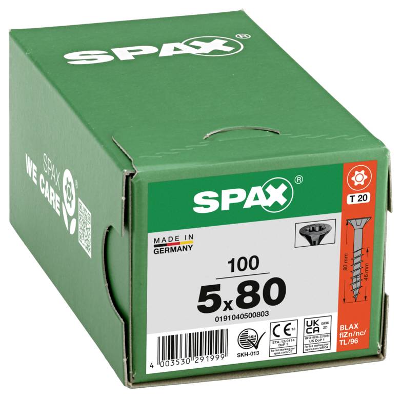 SPAX 0191040500803 Senkkopfschraube 5mm 80mm T-STAR plus Stahl 100St.