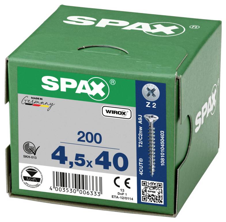 SPAX 1081010450403 Senkkopfschraube 4.5mm 40mm Stahl 200St.