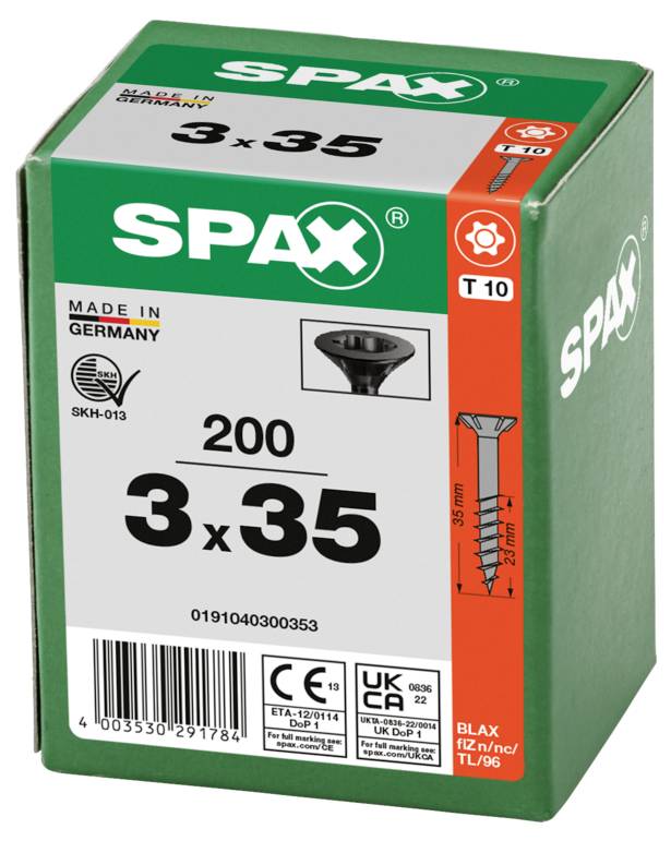 SPAX 0191040300353 Senkkopfschraube 3mm 35mm T-STAR plus Stahl 200St.