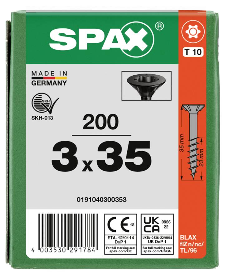 SPAX 0191040300353 Senkkopfschraube 3mm 35mm T-STAR plus Stahl 200St.