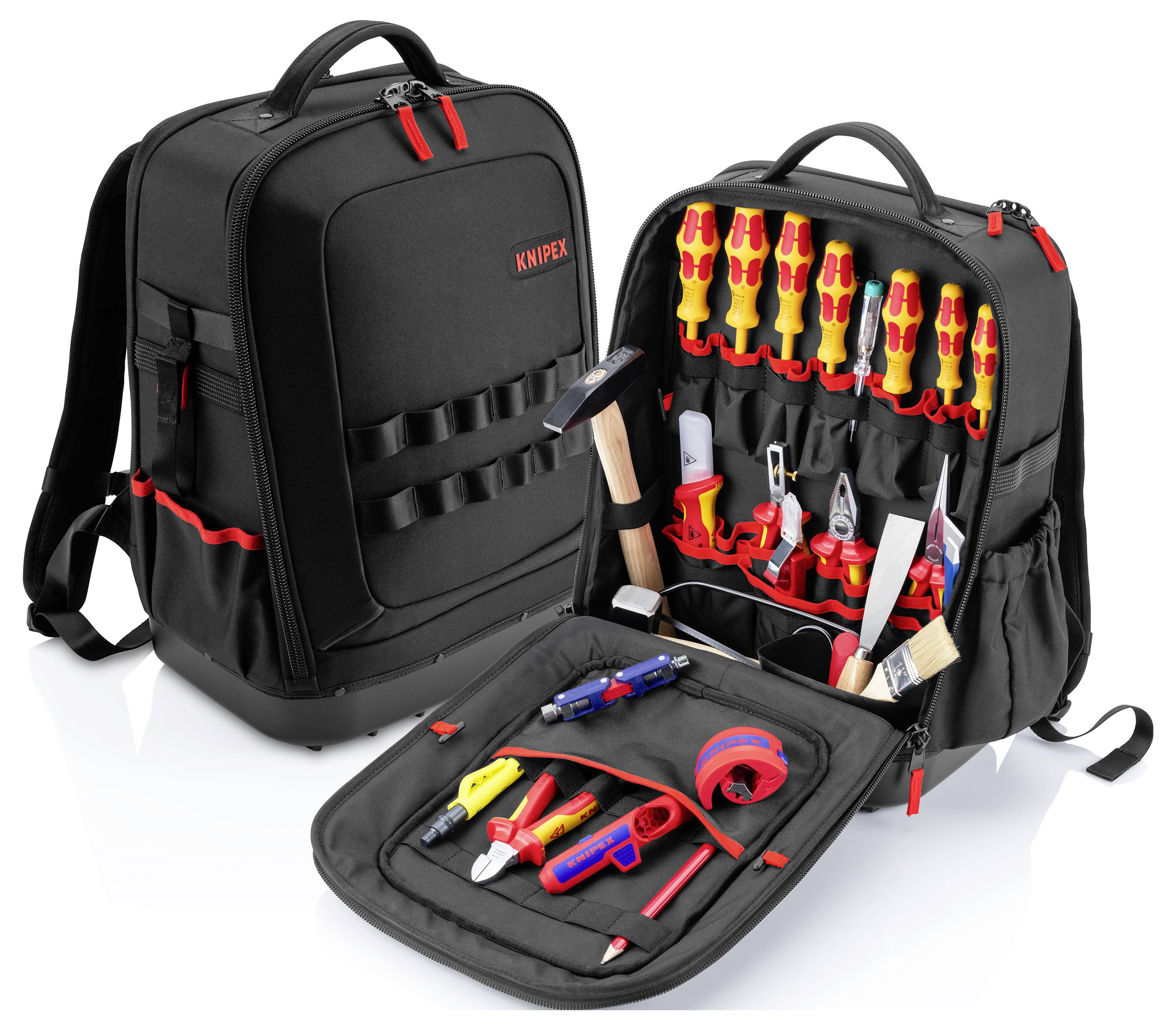 Knipex Modular X15 00 21 51 HL S Elektriker, Lehrlinge, VDE, Zangen, Schraubendreher, Hammer, Meißel Werkzeugrucksack bestückt