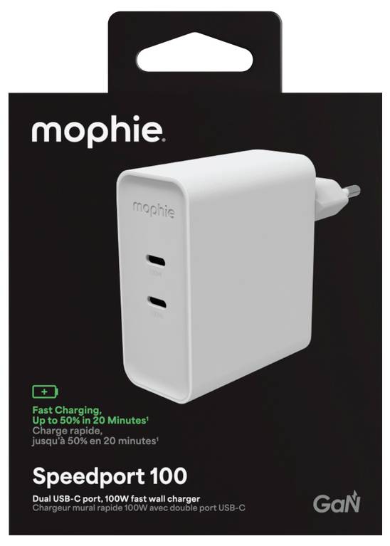 ZAGG Speedport 100 USB Ladegerät 100W 2x USB-C® Weiß GaN, USB Power Delivery (USB-PD)