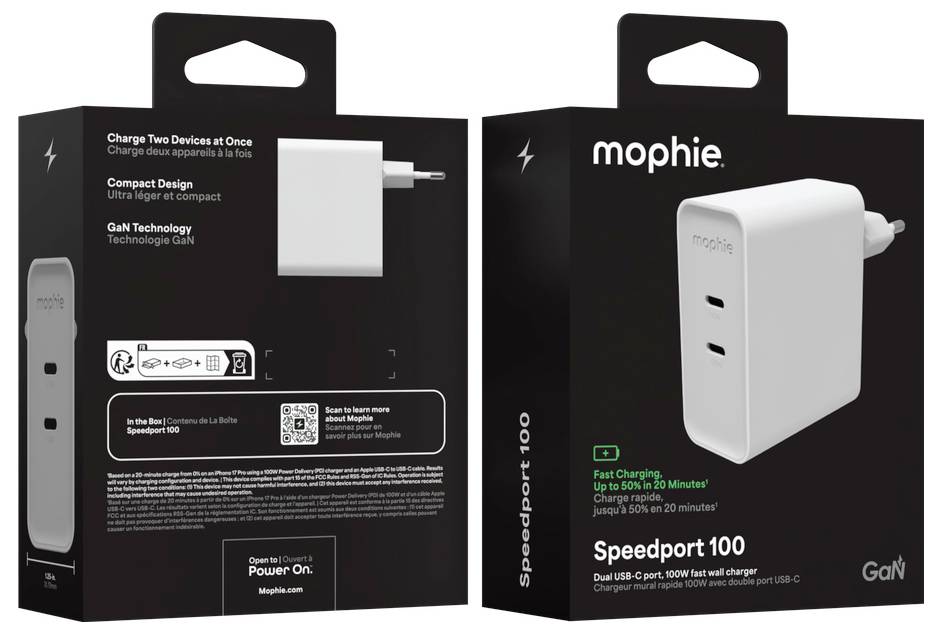 ZAGG Speedport 100 USB Ladegerät 100W 2x USB-C® Weiß GaN, USB Power Delivery (USB-PD)