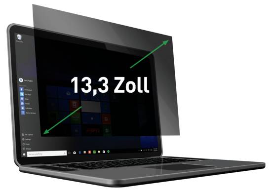 Laptop-Bild mit einem 13,3-Zoll-Bildschirm, mit der Beschriftung „13,3 Zoll