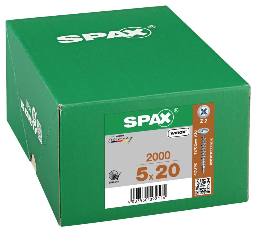 SPAX 0281010500202 Rückwandschrauben 5mm 20mm Kreuzschlitz Pozidriv Stahl 2000St.
