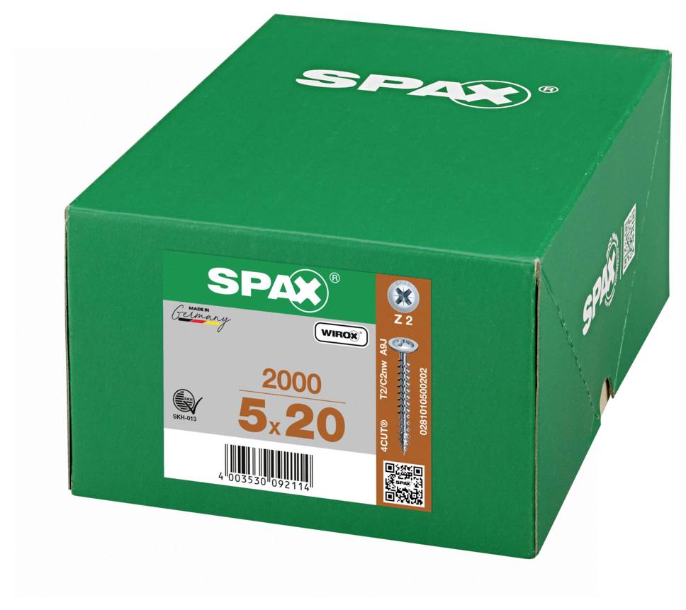 SPAX 0281010500202 Rückwandschrauben 5mm 20mm Kreuzschlitz Pozidriv Stahl 2000St.