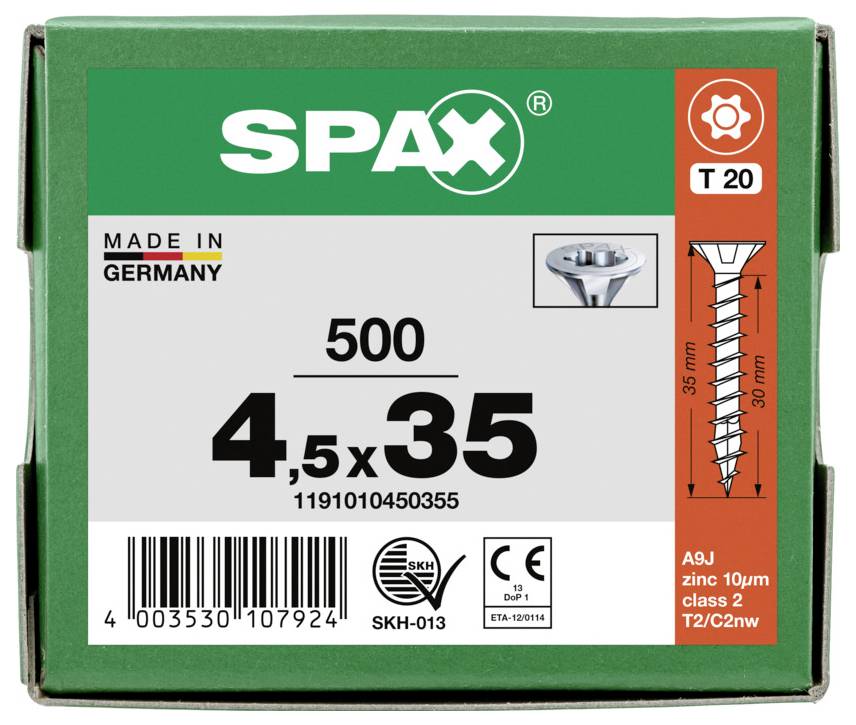 Grüne SPAX-Schraubenschachtel mit der Aufschrift 