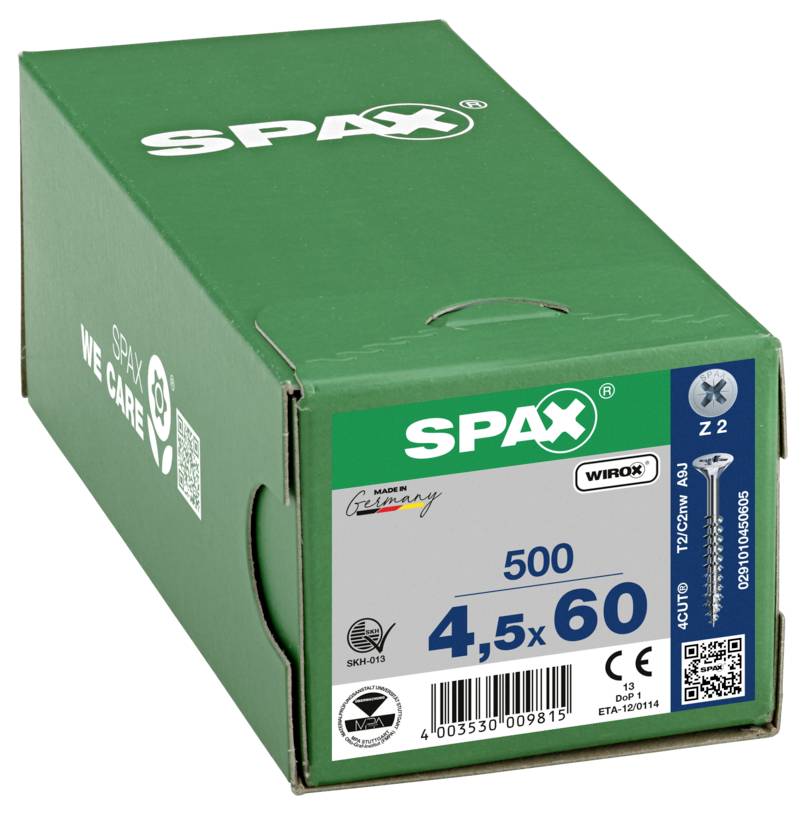 SPAX 0291010450605 Senkkopfschraube 4.5mm 60mm Kreuzschlitz Pozidriv Stahl 500St.