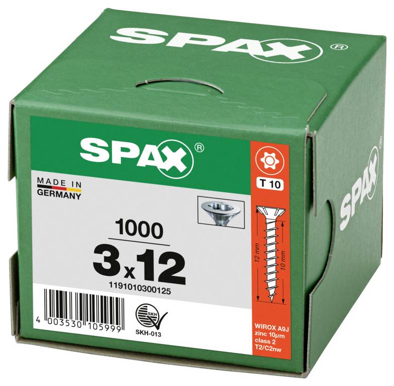 Schachtel mit SPAX-Schrauben mit der Bezeichnung „4,5x70
