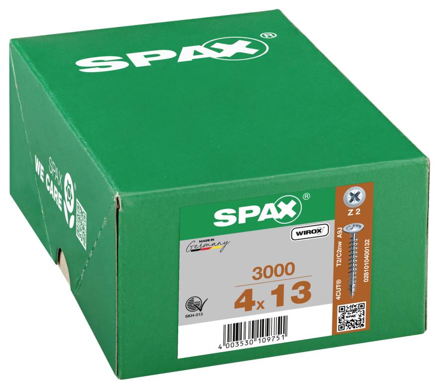 SPAX 0281010400132 Rückwandschrauben 4mm 13mm Kreuzschlitz Pozidriv Stahl 3000St.