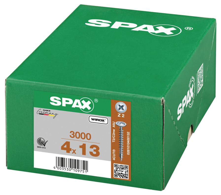 SPAX 0281010400132 Rückwandschrauben 4mm 13mm Kreuzschlitz Pozidriv Stahl 3000St.