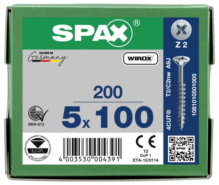 SPAX 1081010501005 Senkkopfschraube 5mm 100mm Stahl 200St.