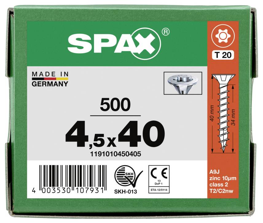 Schachtel SPAX T20 Holzschrauben, Etikett 