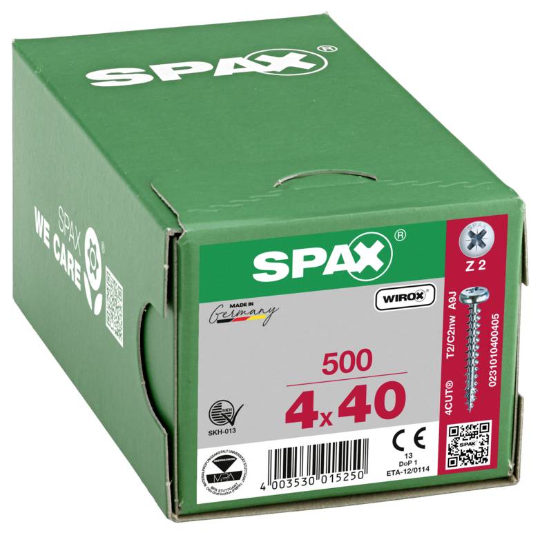 SPAX 0231010400405 Halbrundschrauben 4mm 40mm Kreuzschlitz Pozidriv Stahl 500St.
