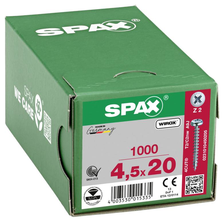 SPAX 0231010450205 Halbrundschrauben 4.5mm 20mm Kreuzschlitz Pozidriv Stahl 1000St.