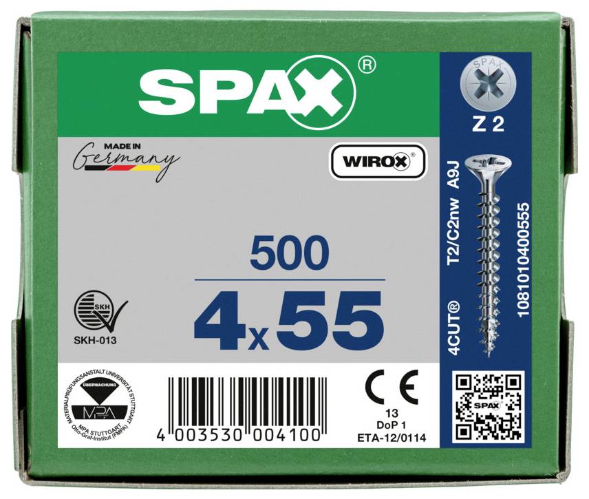 SPAX 1081010400555 Senkkopfschraube 4mm 55mm Stahl 500St.