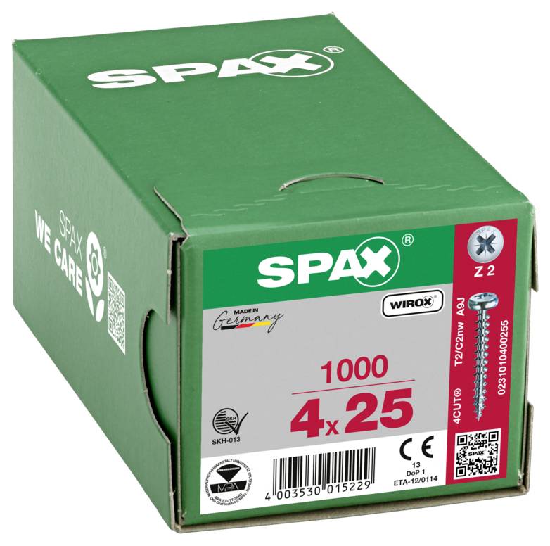 SPAX 0231010400255 Halbrundschrauben 4mm 25mm Kreuzschlitz Pozidriv Stahl 1000St.