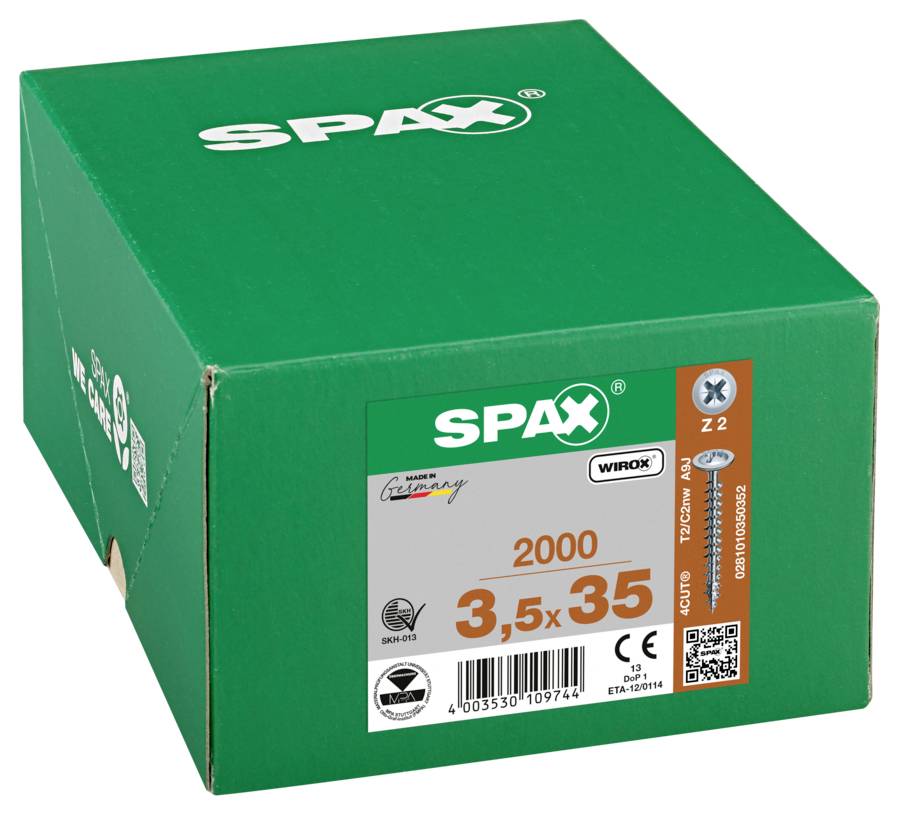 SPAX 0281010350352 Rückwandschrauben 3.5mm 35mm Kreuzschlitz Pozidriv Stahl 2000St.