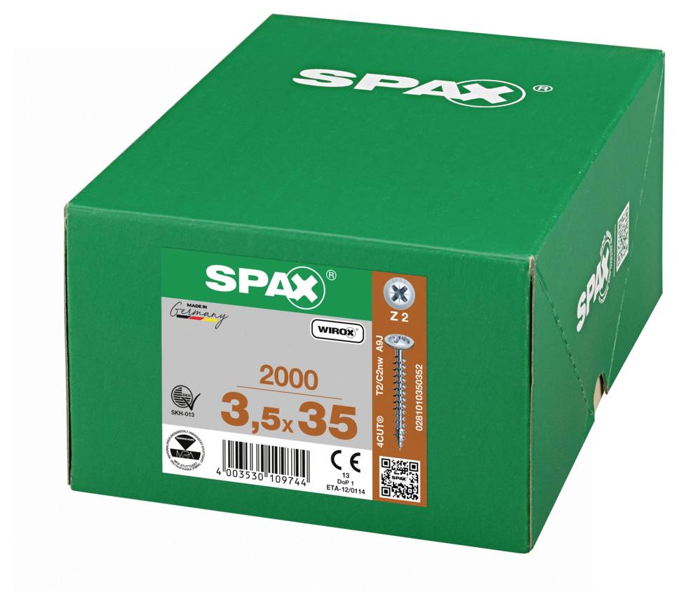 SPAX 0281010350352 Rückwandschrauben 3.5mm 35mm Kreuzschlitz Pozidriv Stahl 2000St.