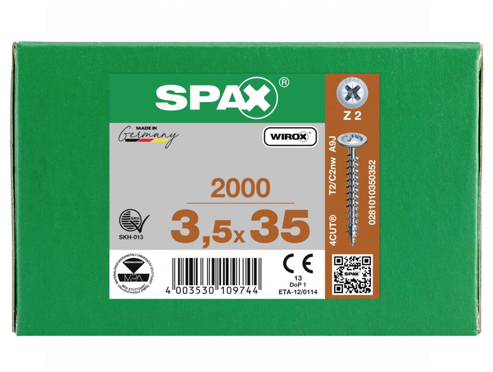 Grüne SPAX-Schraubenbox mit Beschriftung „2000
