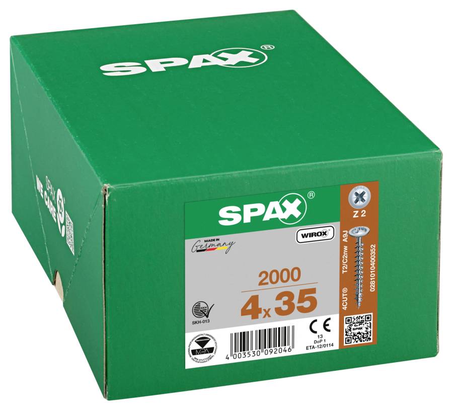SPAX 0281010400352 Rückwandschrauben 4mm 35mm Kreuzschlitz Pozidriv Stahl 2000St.