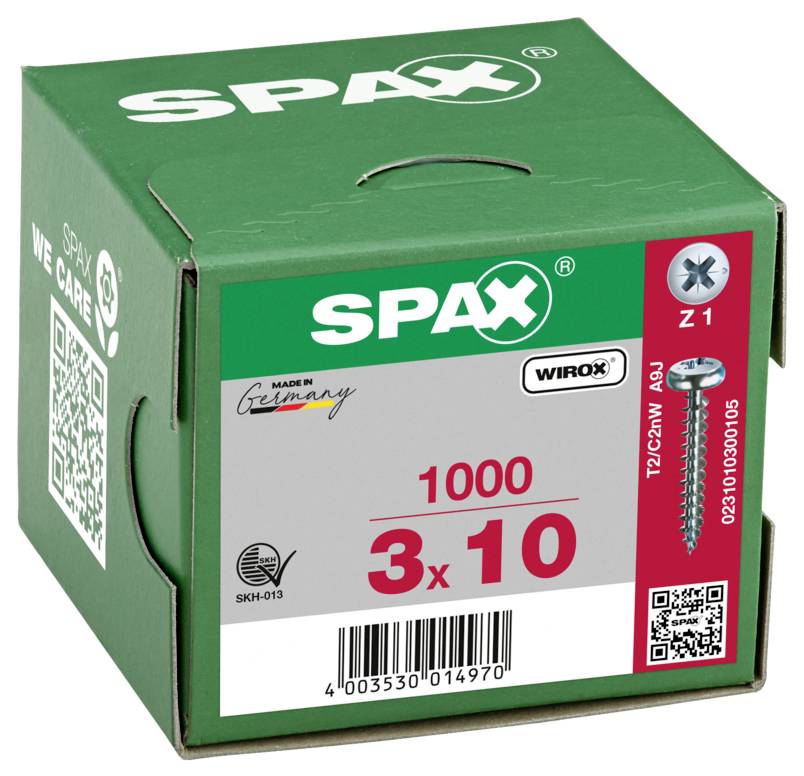 SPAX 0231010300105 Halbrundschrauben 3mm 10mm Kreuzschlitz Pozidriv Stahl 1000St.