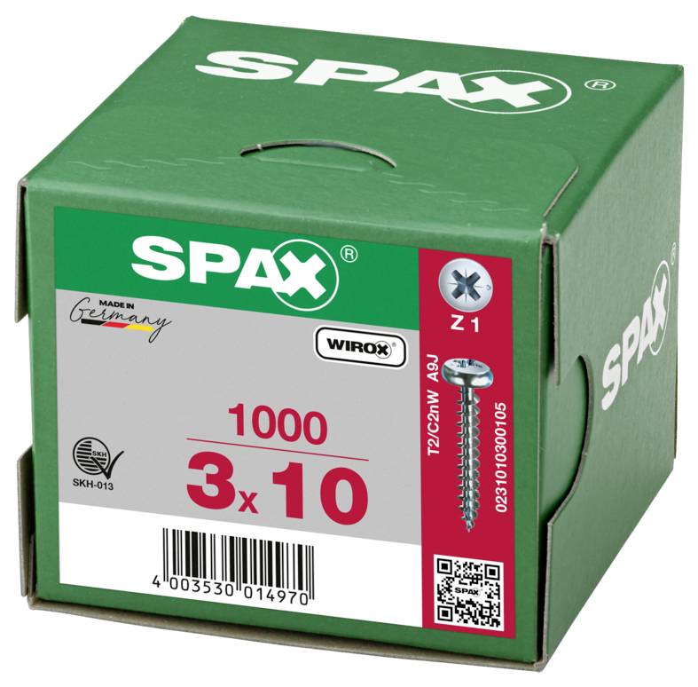 SPAX 0231010300105 Halbrundschrauben 3mm 10mm Kreuzschlitz Pozidriv Stahl 1000St.