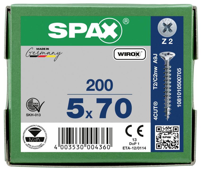SPAX 1081010500705 Senkkopfschraube 5mm 70mm Stahl 200St.