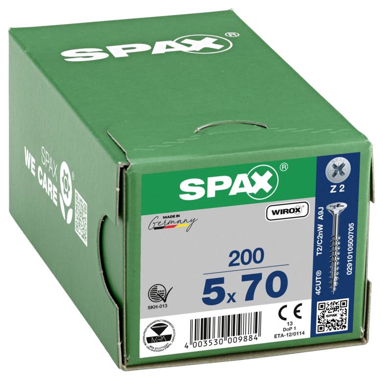 SPAX 0291010500705 Senkkopfschraube 5mm 70mm Kreuzschlitz Pozidriv Stahl 200St.