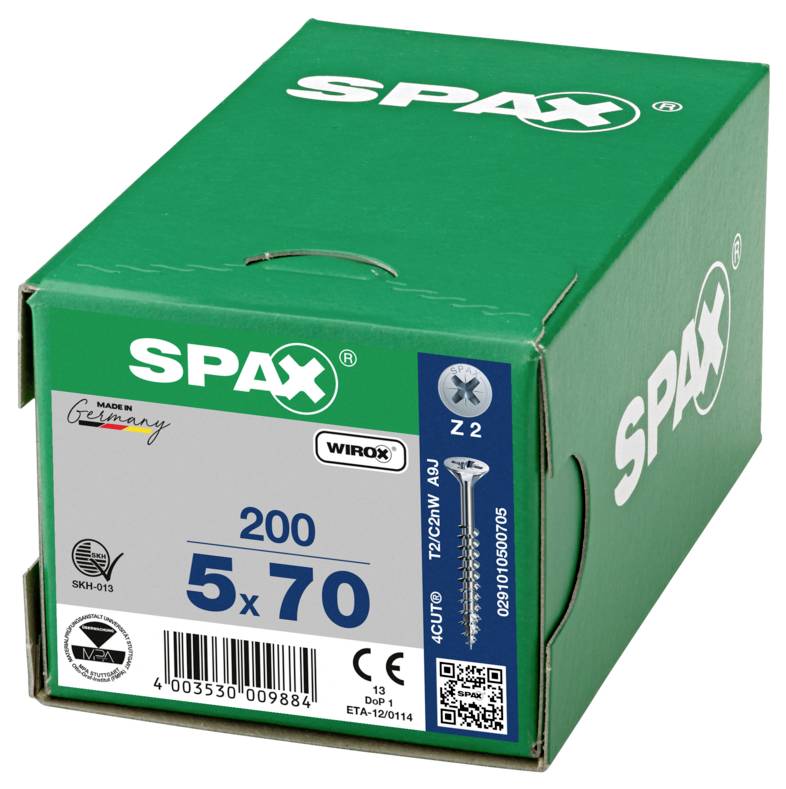 SPAX 0291010500705 Senkkopfschraube 5mm 70mm Kreuzschlitz Pozidriv Stahl 200St.