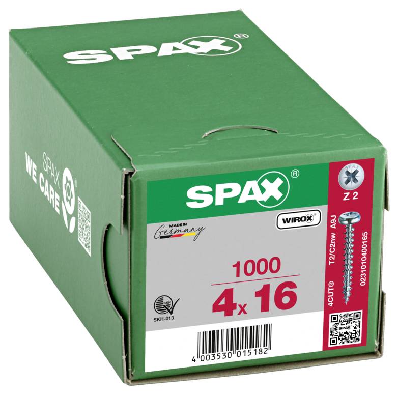 SPAX 0231010400165 Halbrundschrauben 4mm 16mm Kreuzschlitz Pozidriv Stahl 1000St.