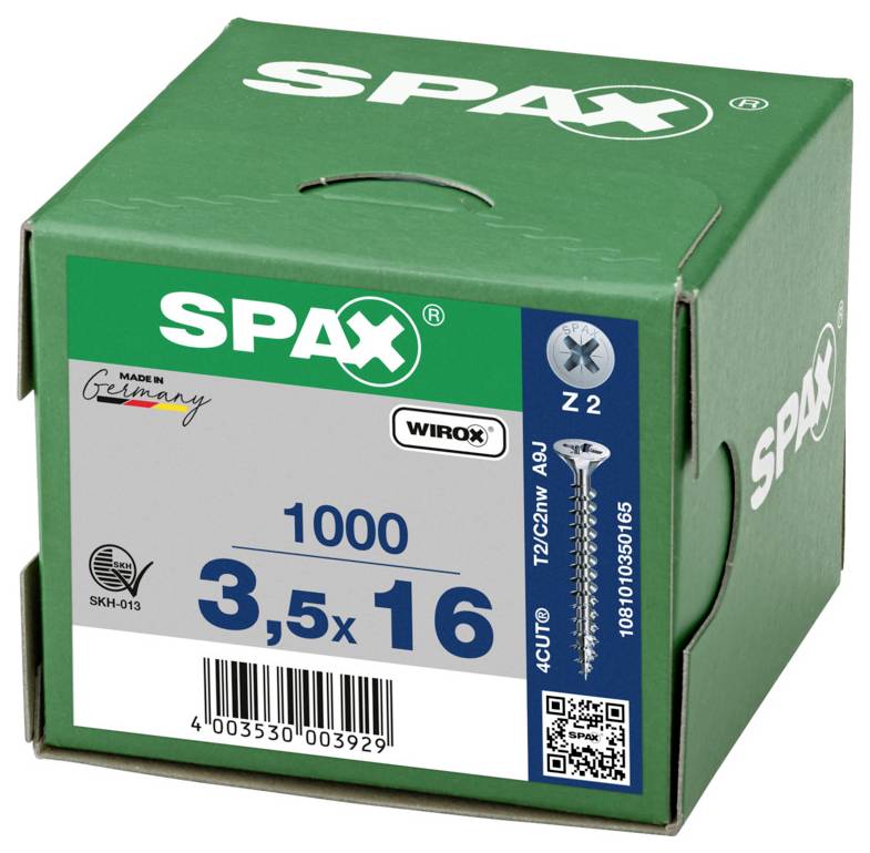 SPAX 1081010350165 Senkkopfschraube 3.5mm 16mm Stahl 1000St.